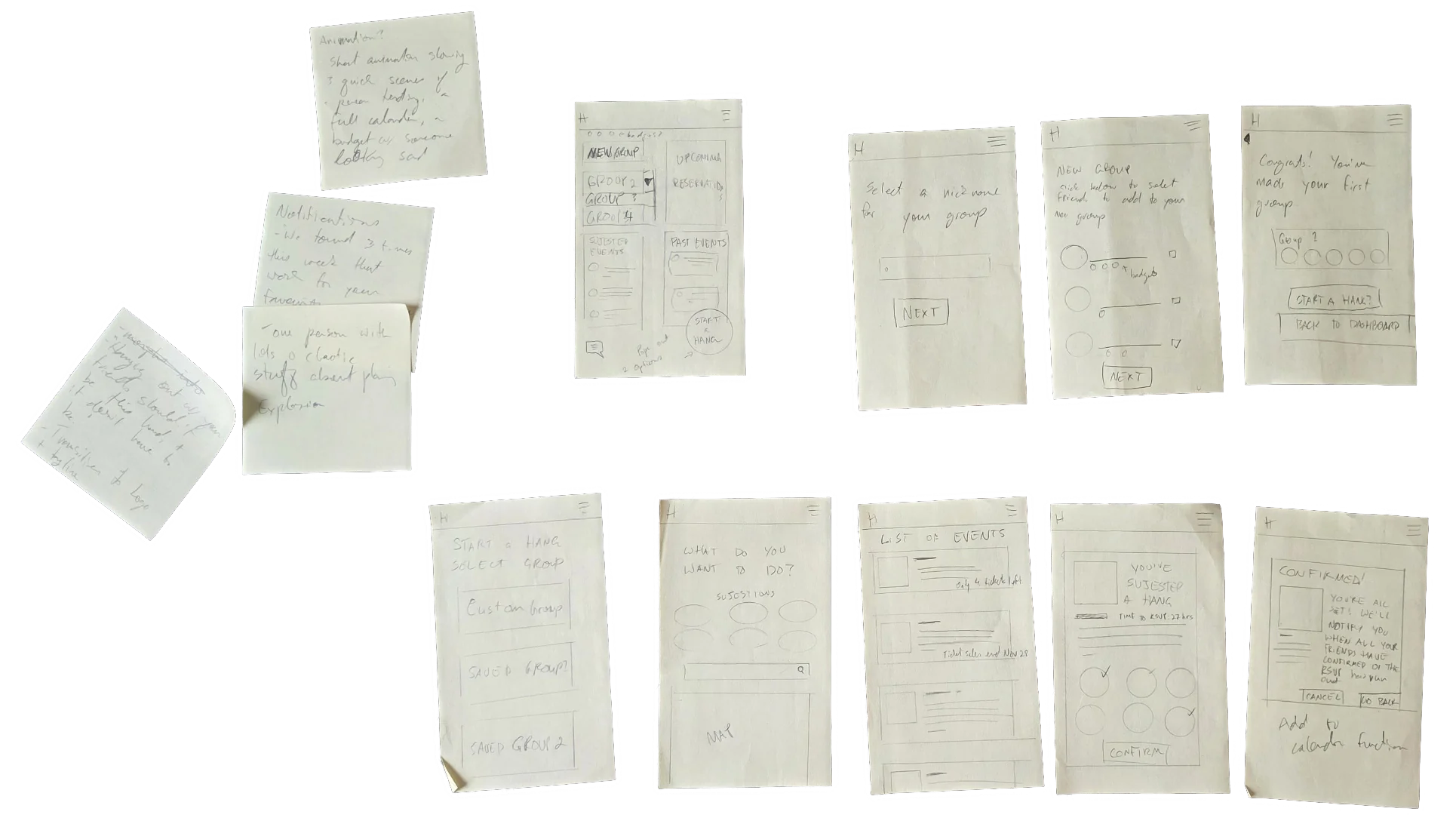Paper sketch of hang creation