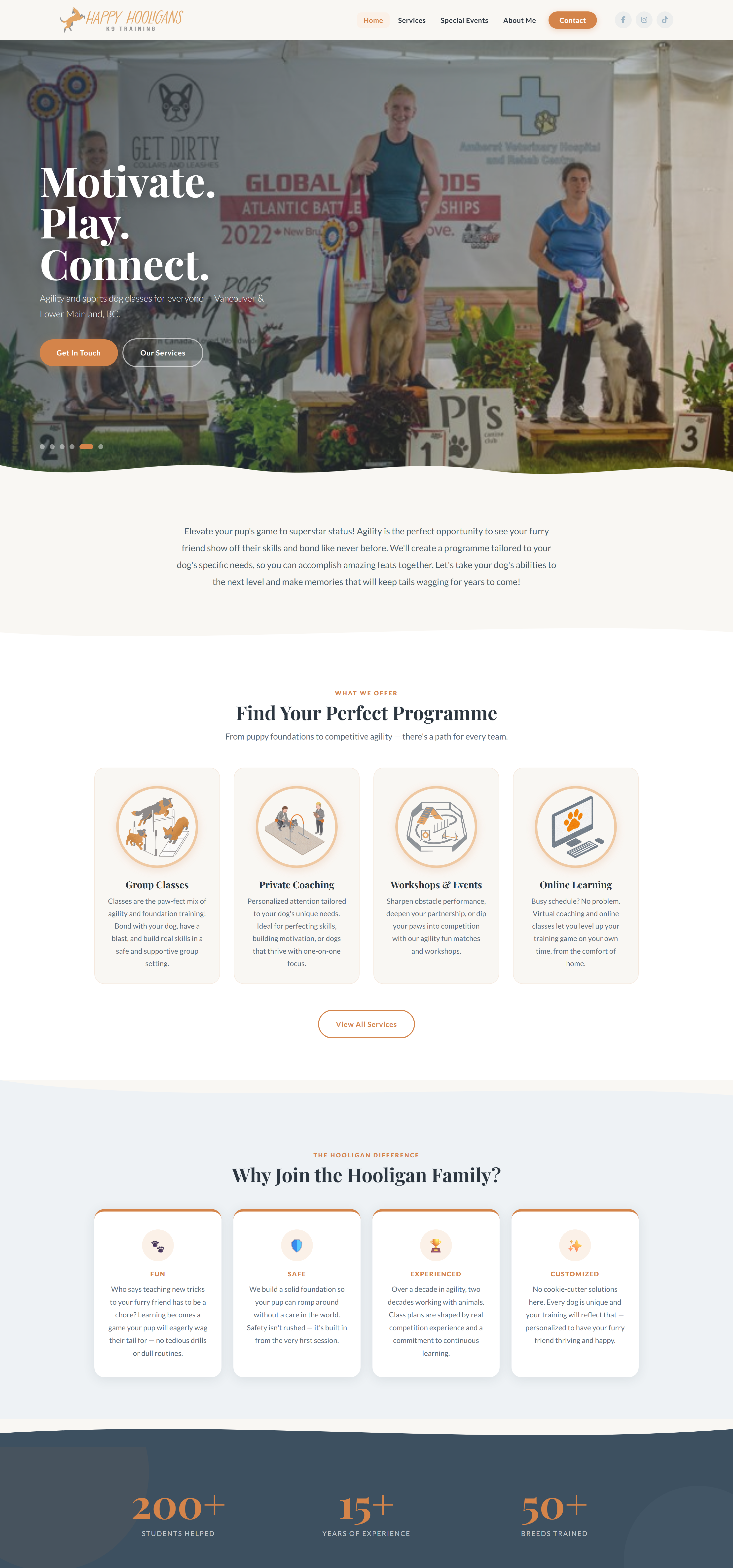 Happy Hooligans K9 Training — website homepage